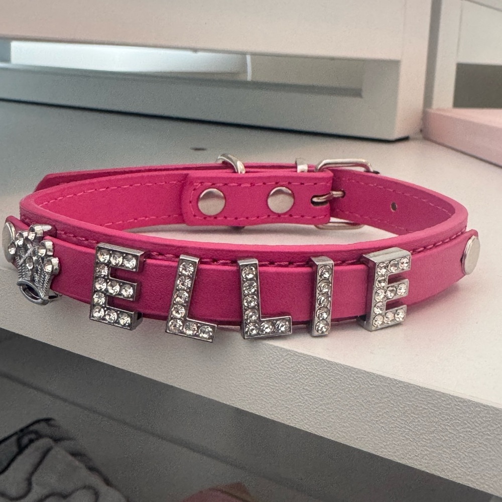 Pink “Ellie” Dog Collar with Rhinestones